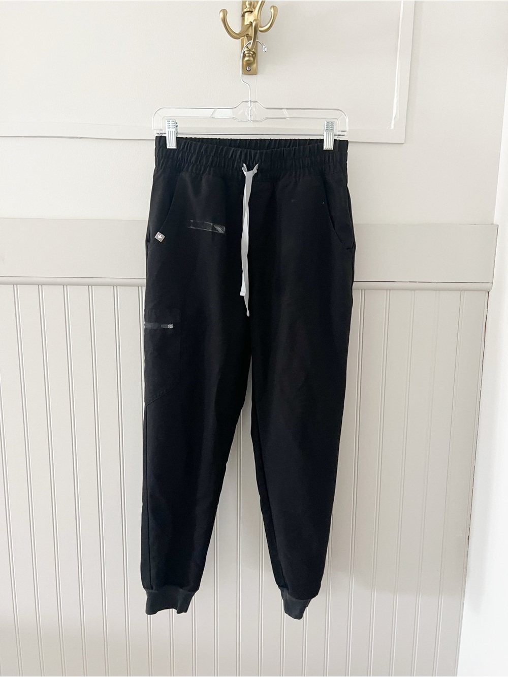 Figs Black Jogger Pants with White Drawstring